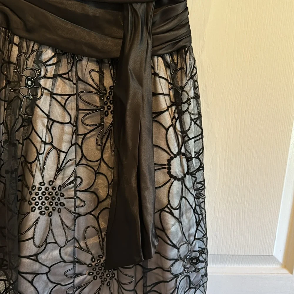 Dollar Brand Party Dress Gray with Black Floral Mesh Overlay Size XS - Picture 7 of 14